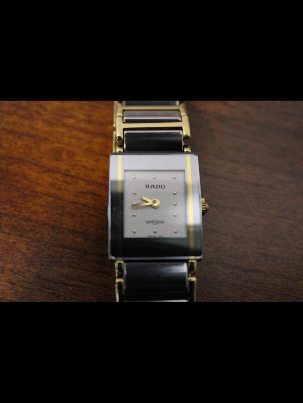 Rado dark grey  and Gold Square Ceramic Bracelet Watch